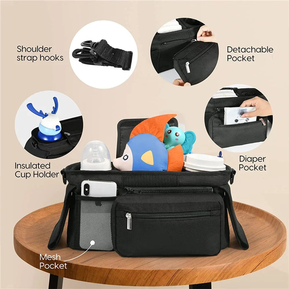 DAAY BABY Stroller Organizer with 2 Insulated Cup Holder