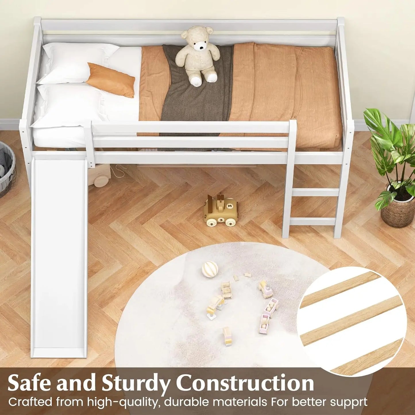 DAAY BABY Twin Loft Bed with Slide