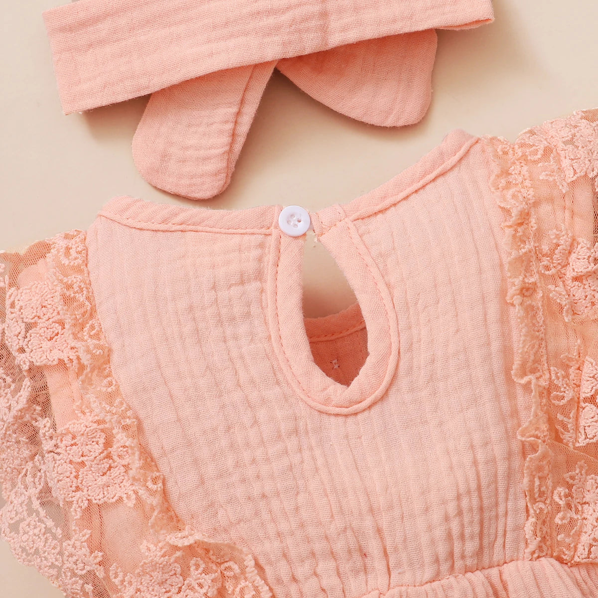 DAAY BABY Laced Flared Romper & Headband