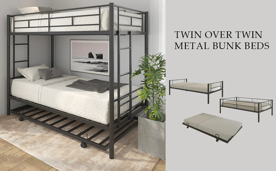 DAAY BABY Twin Over Twin Metal Bunk Bed