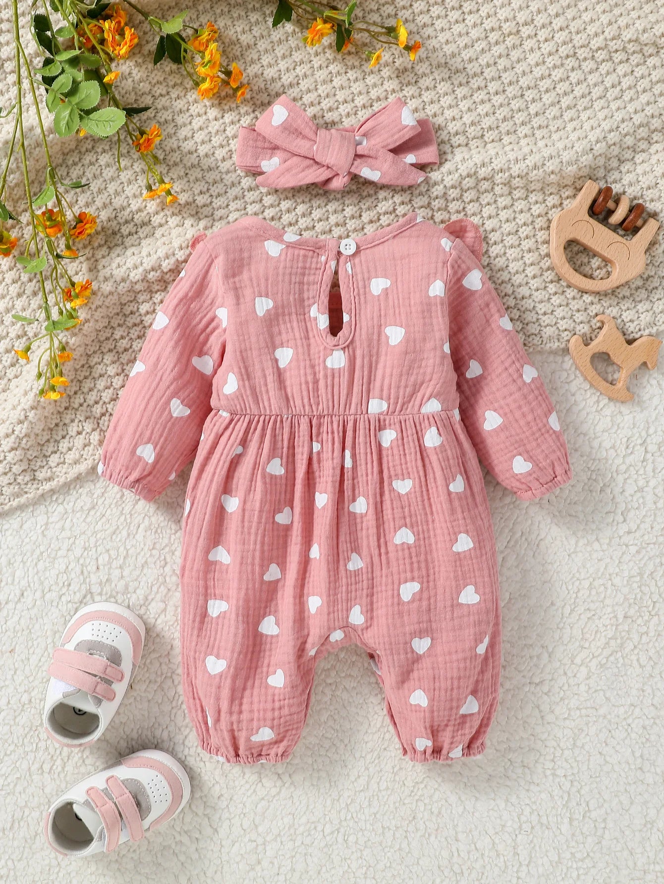 DAAY BABY Long Sleeve Jumpsuit (Floral Print With Bow)