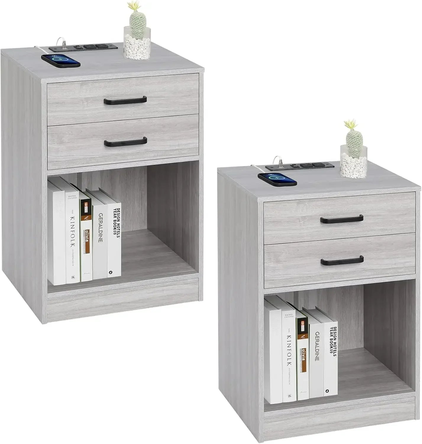 DAAY BABY Grey Nightstands (Set of 2)