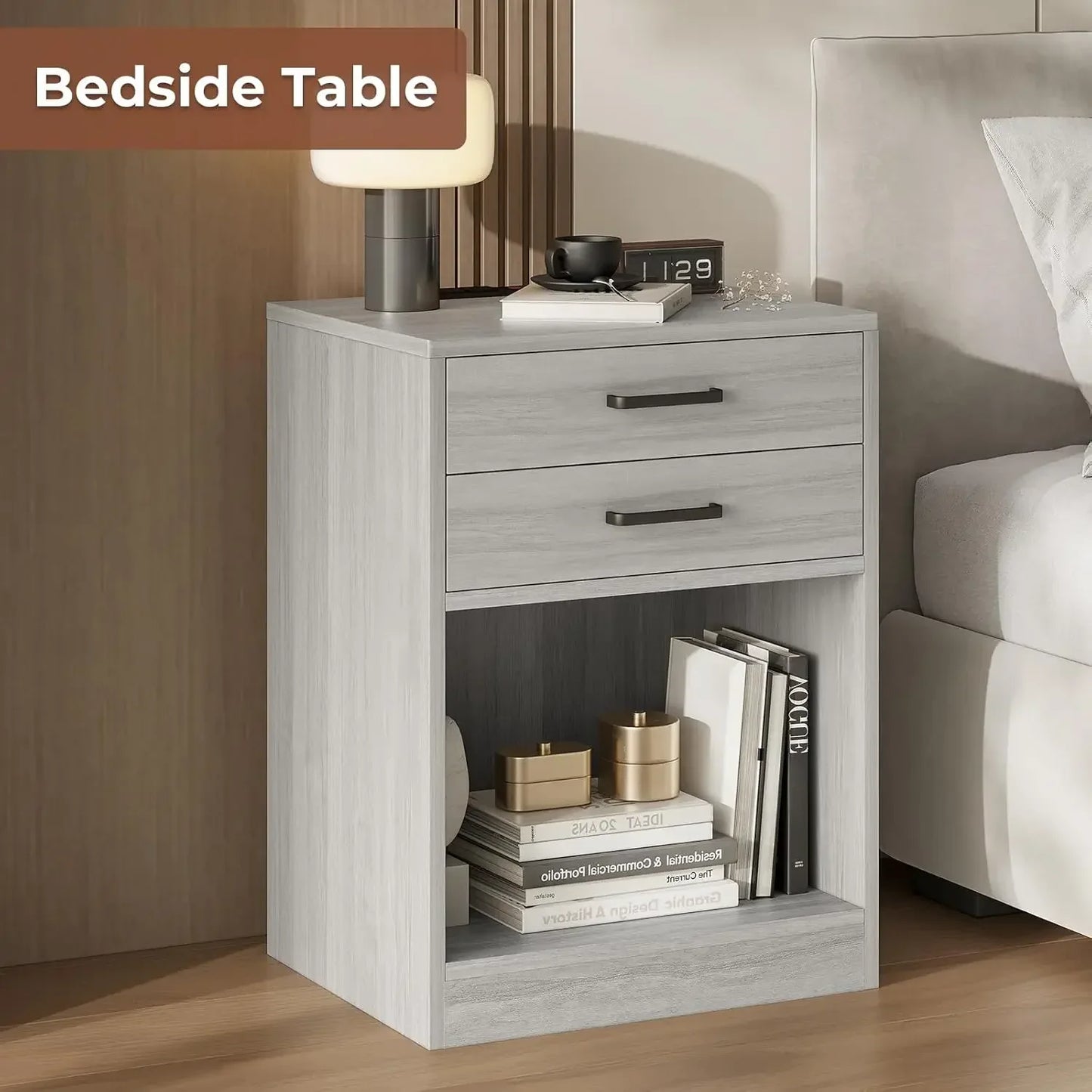 DAAY BABY Grey Nightstands (Set of 2)