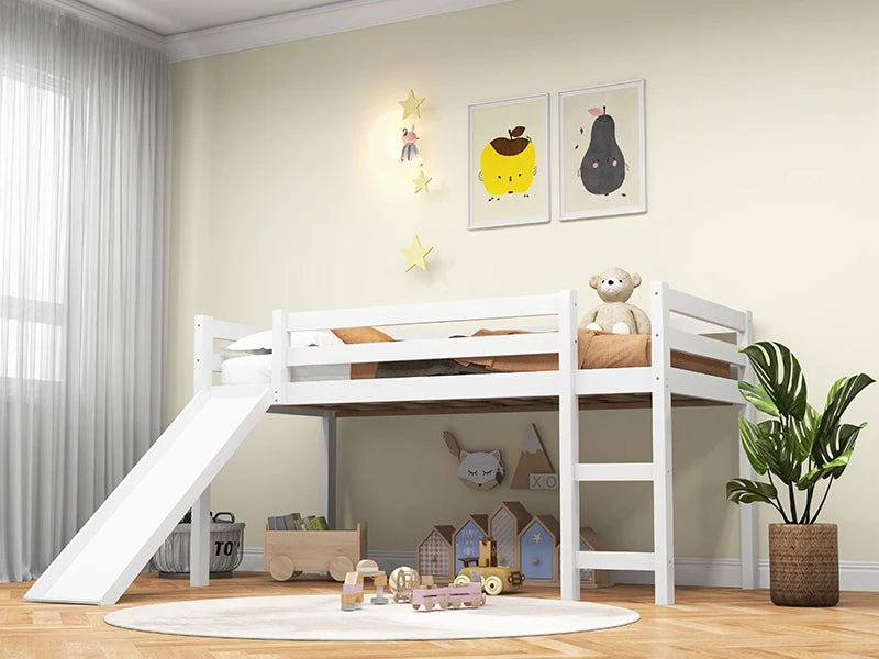 DAAY BABY Twin Loft Bed with Slide