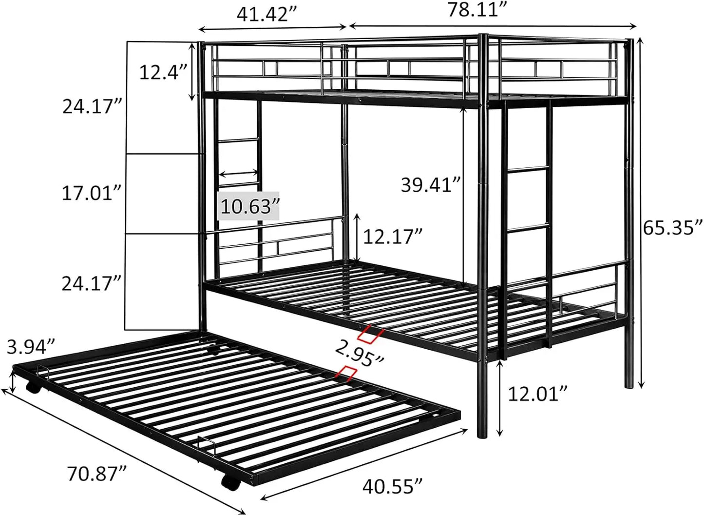 DAAY BABY Twin Over Twin Metal Bunk Bed