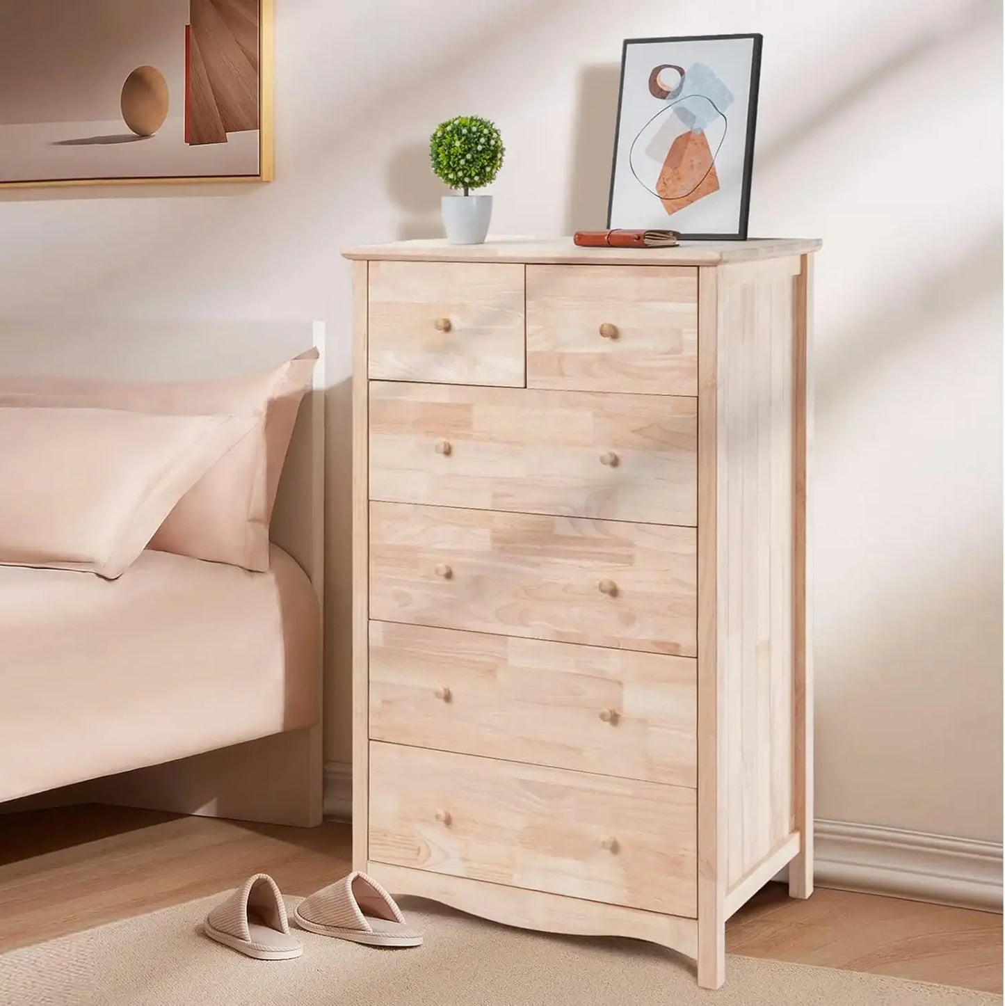 DAAY BABY Unfinished 6 Drawer Dresser Natural Solid Wood