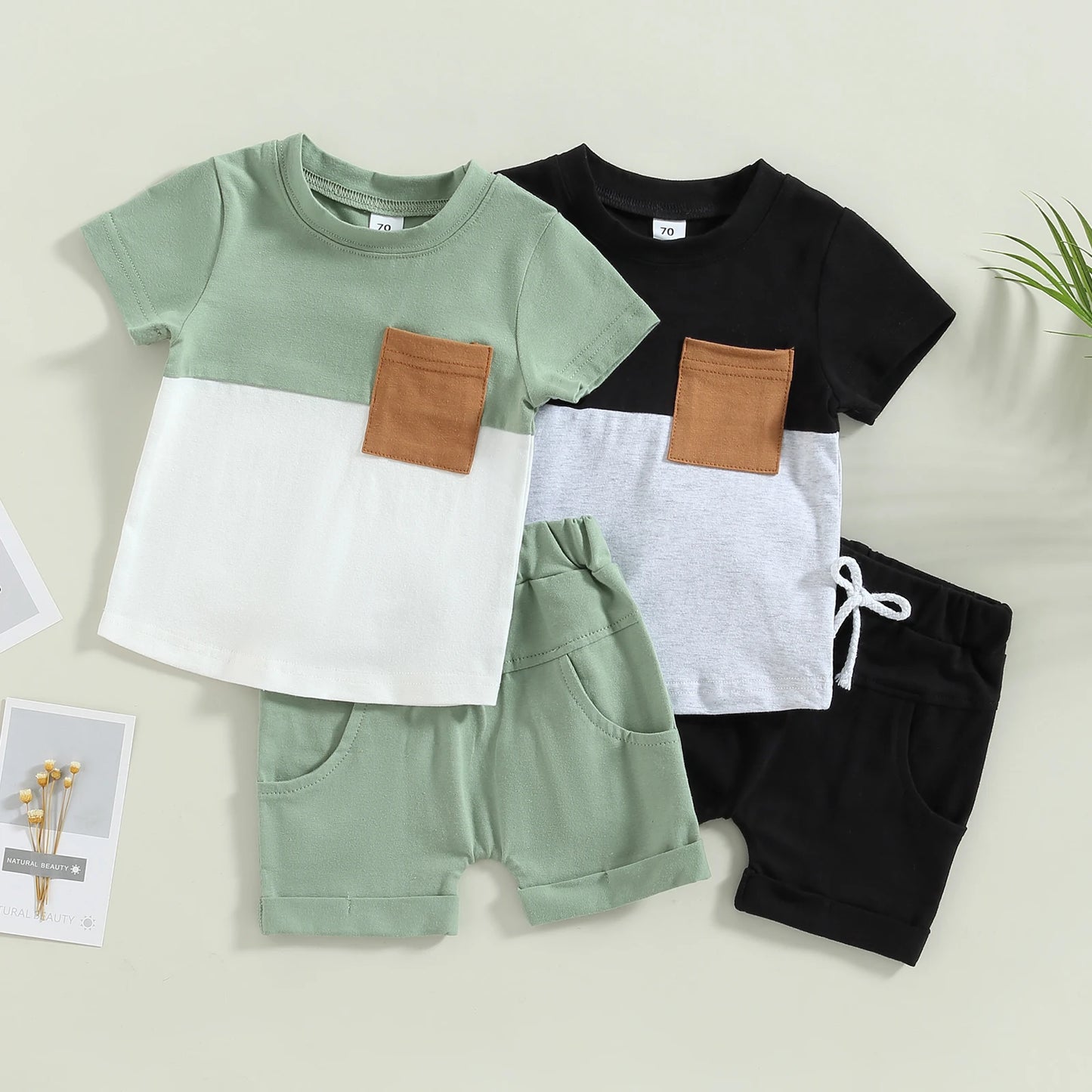 DAAY BABY Casual Short Sleeve T-shirt Tops & Shorts