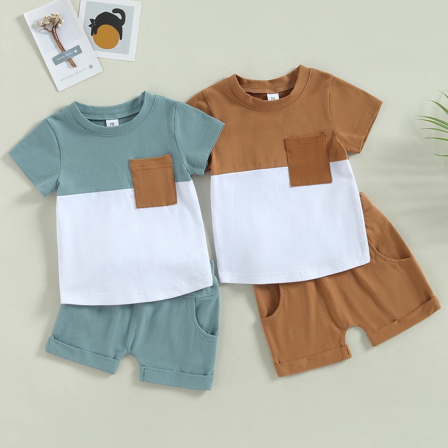 DAAY BABY Casual Short Sleeve T-shirt Tops & Shorts