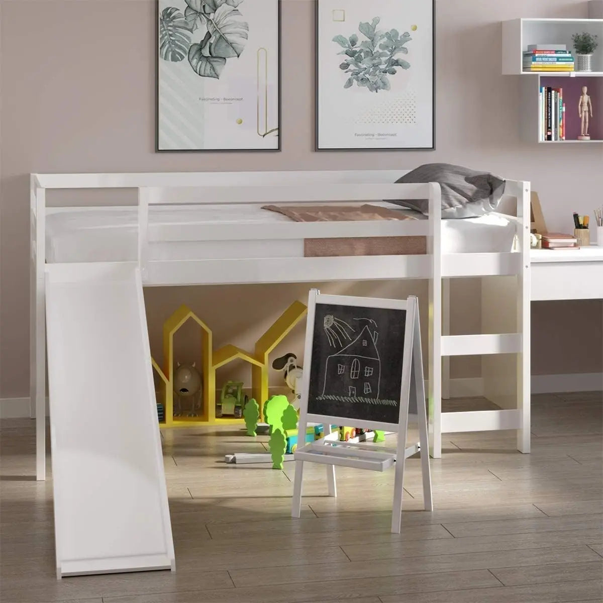 DAAY BABY Twin Loft Bed with Slide