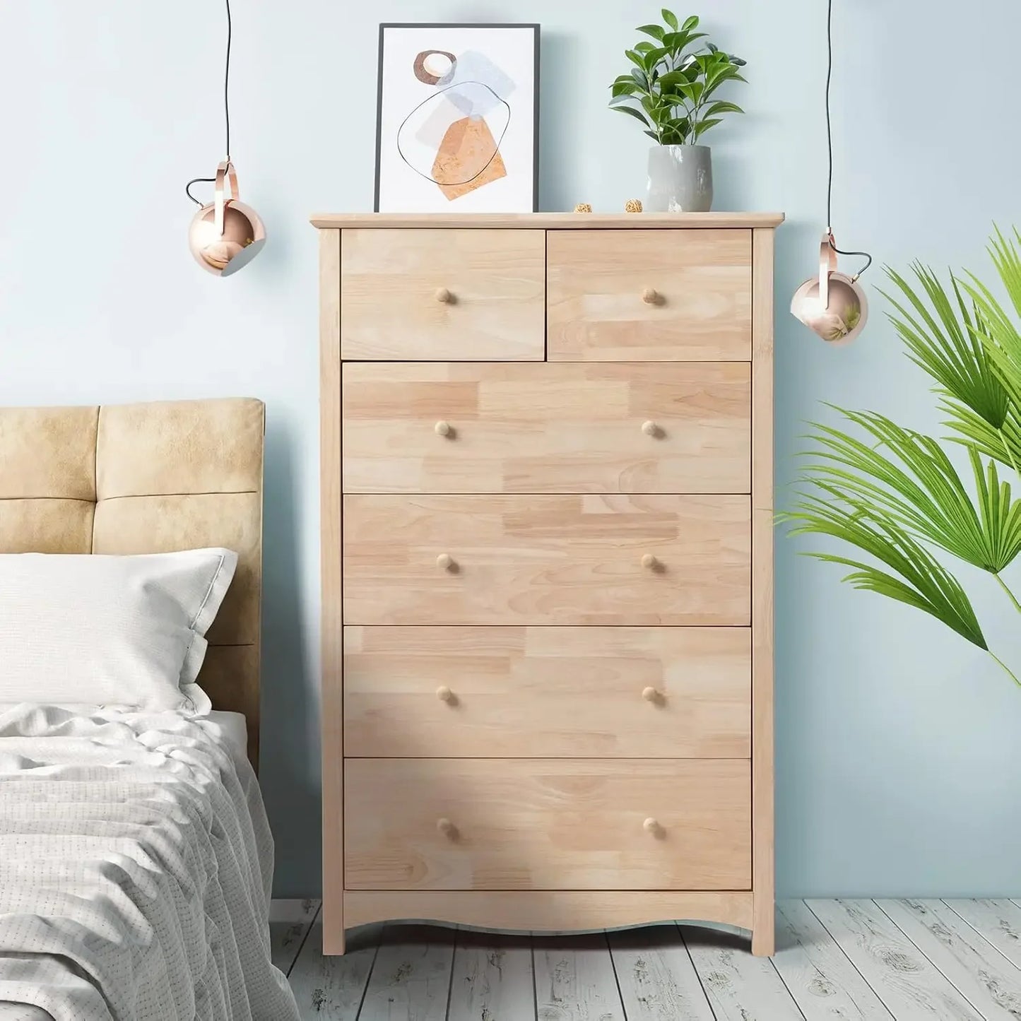 DAAY BABY Unfinished 6 Drawer Dresser Natural Solid Wood