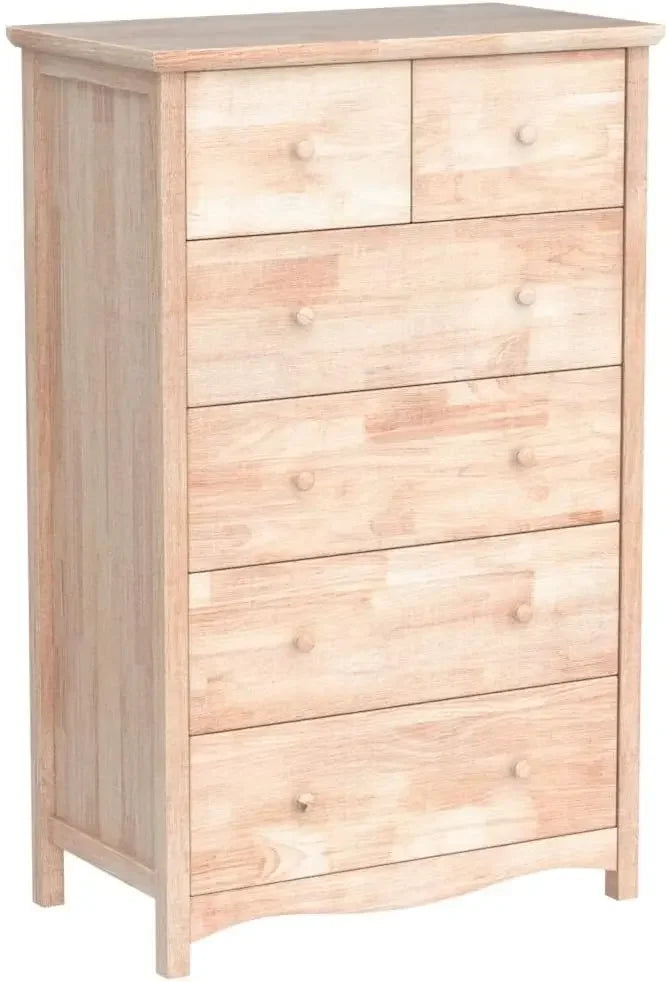 DAAY BABY Unfinished 6 Drawer Dresser Natural Solid Wood