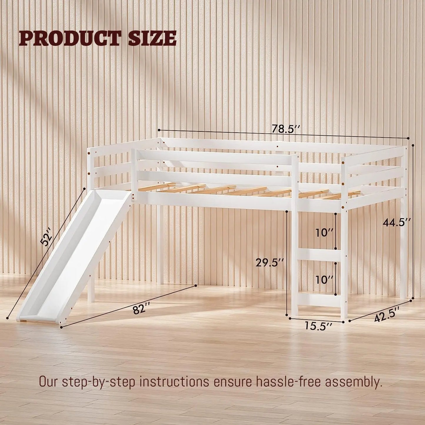 DAAY BABY Twin Loft Bed with Slide