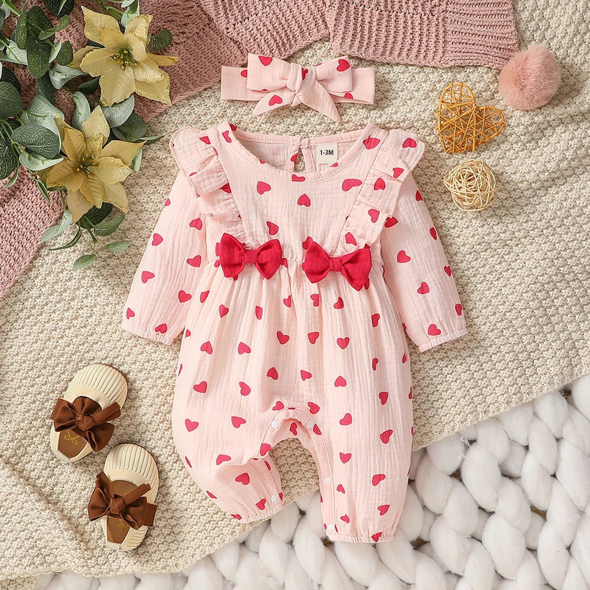 DAAY BABY Long Sleeve Jumpsuit (Floral Print With Bow)