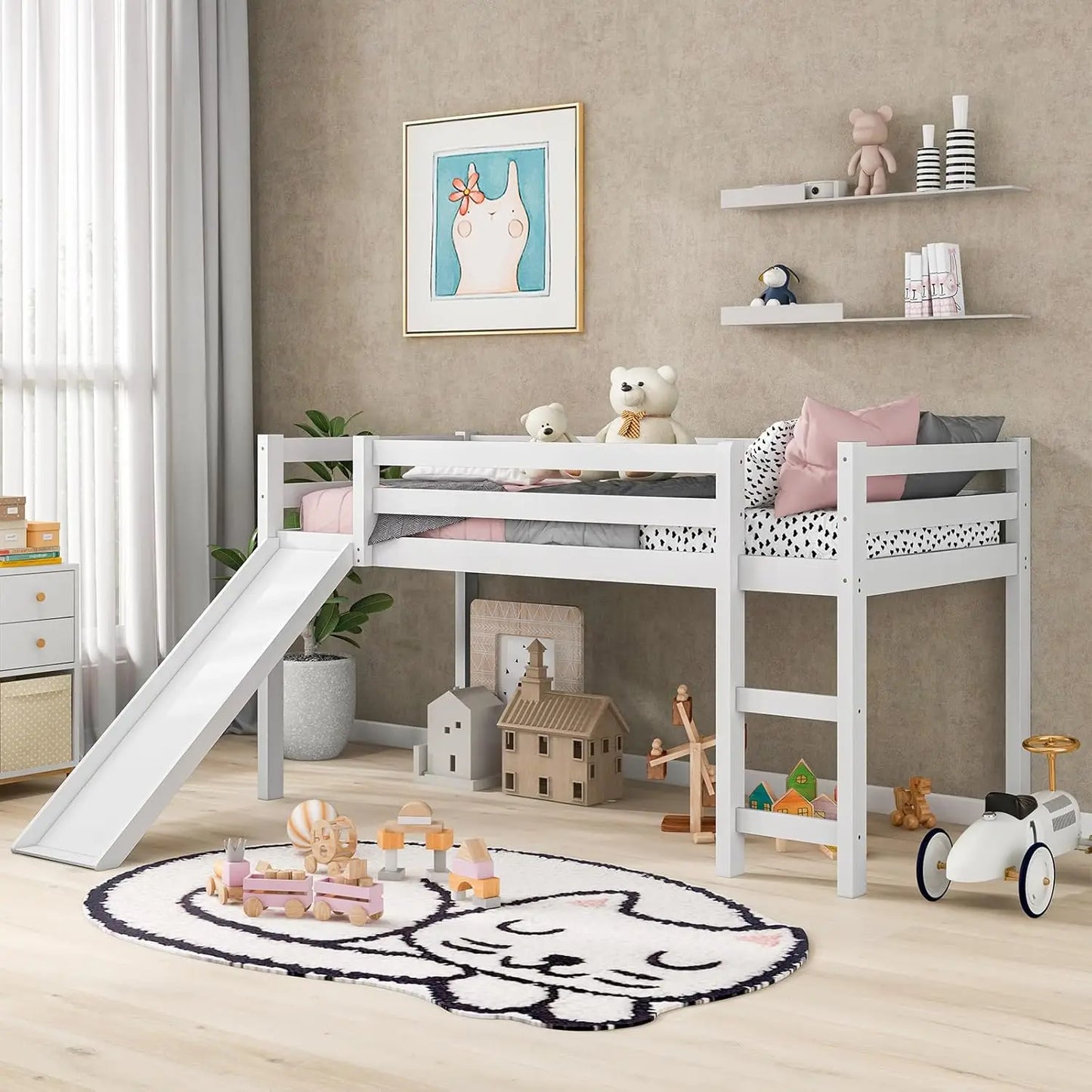 DAAY BABY Twin Loft Bed with Slide