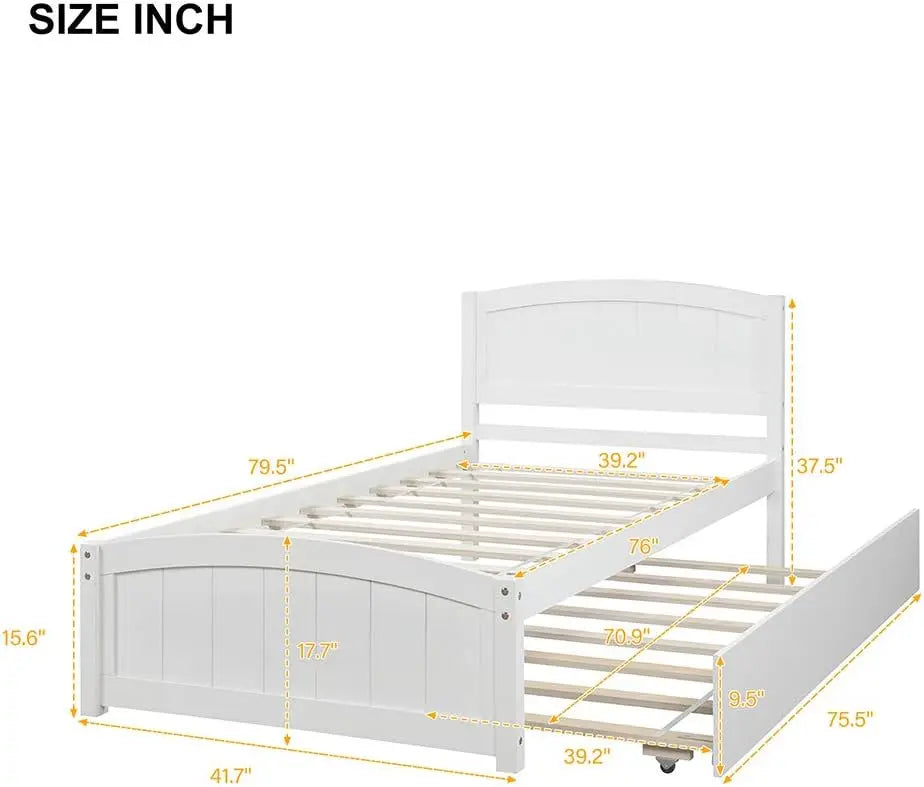 DAAY BABY Twin Platform Bed with Trundle